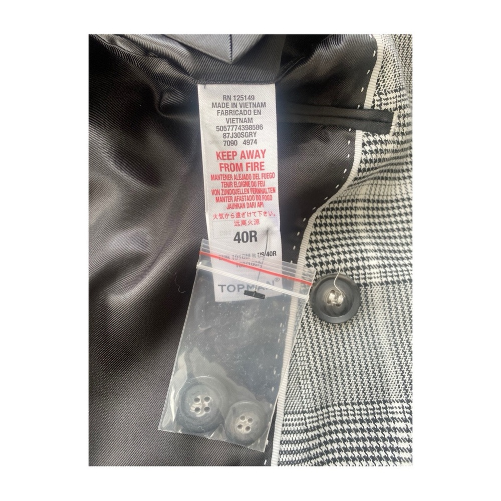 Topman Mens Double Breasted Jacket Blazer Sz 40R Gray Plaid - Picture 6 of 12